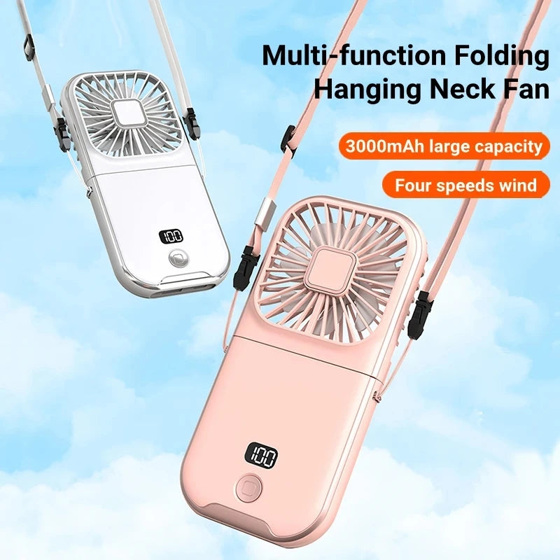 Foldable Hanging Neck Fan Cooling Desktop Refrigeration Handheld USB