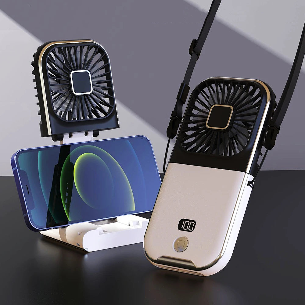 Foldable Hanging Neck Fan Cooling Desktop Refrigeration Handheld USB